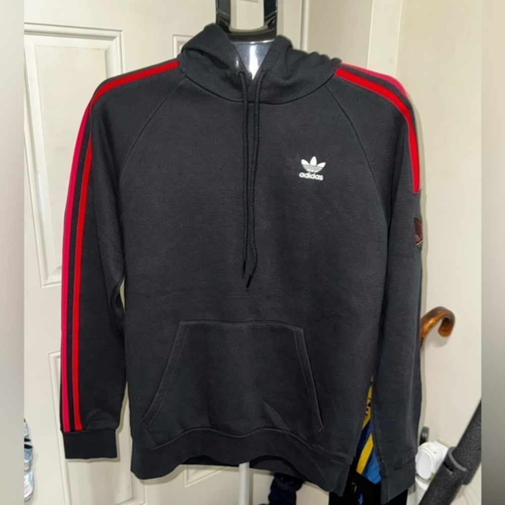 Adidas Black Hoodie with Red Accents